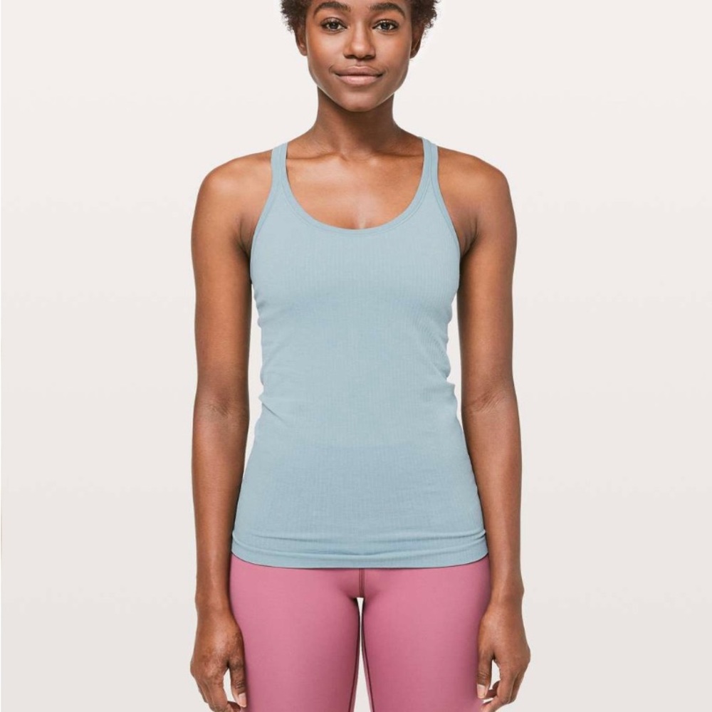 Lululemon ebb to street tank in blue cast size 4
